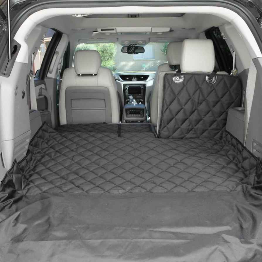 4Knines Heavy Duty SUV Cargo Liner for Fold Down Seats - 60/40 Split and Armrest Pass-Through Compatible, Large, Black - USA Based Company